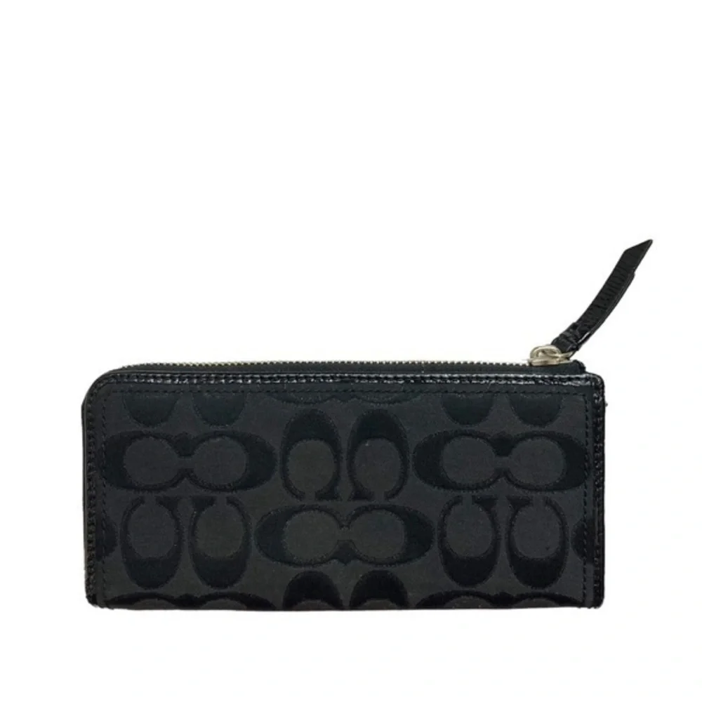 Coach signature black glittery zipper wallet
